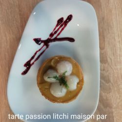 dessert maison : la tarte lichi/passion 