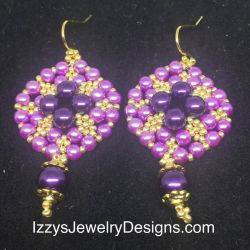 Purpple and Gold glass pearls on gold wire, handcrafted by Izzy. $30.00 includes US Shipping. www.paypal.me/stevendizzy