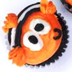 Nemo. Orange Velvet or any flavor Cupcake with Butter Cream Frosting.