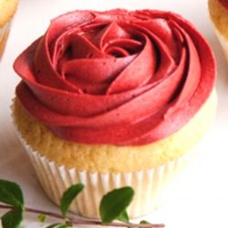 Red Rose. Any flavor cupcake with Butter Cream Frosting.