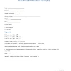 Feuille d'inscription administrative